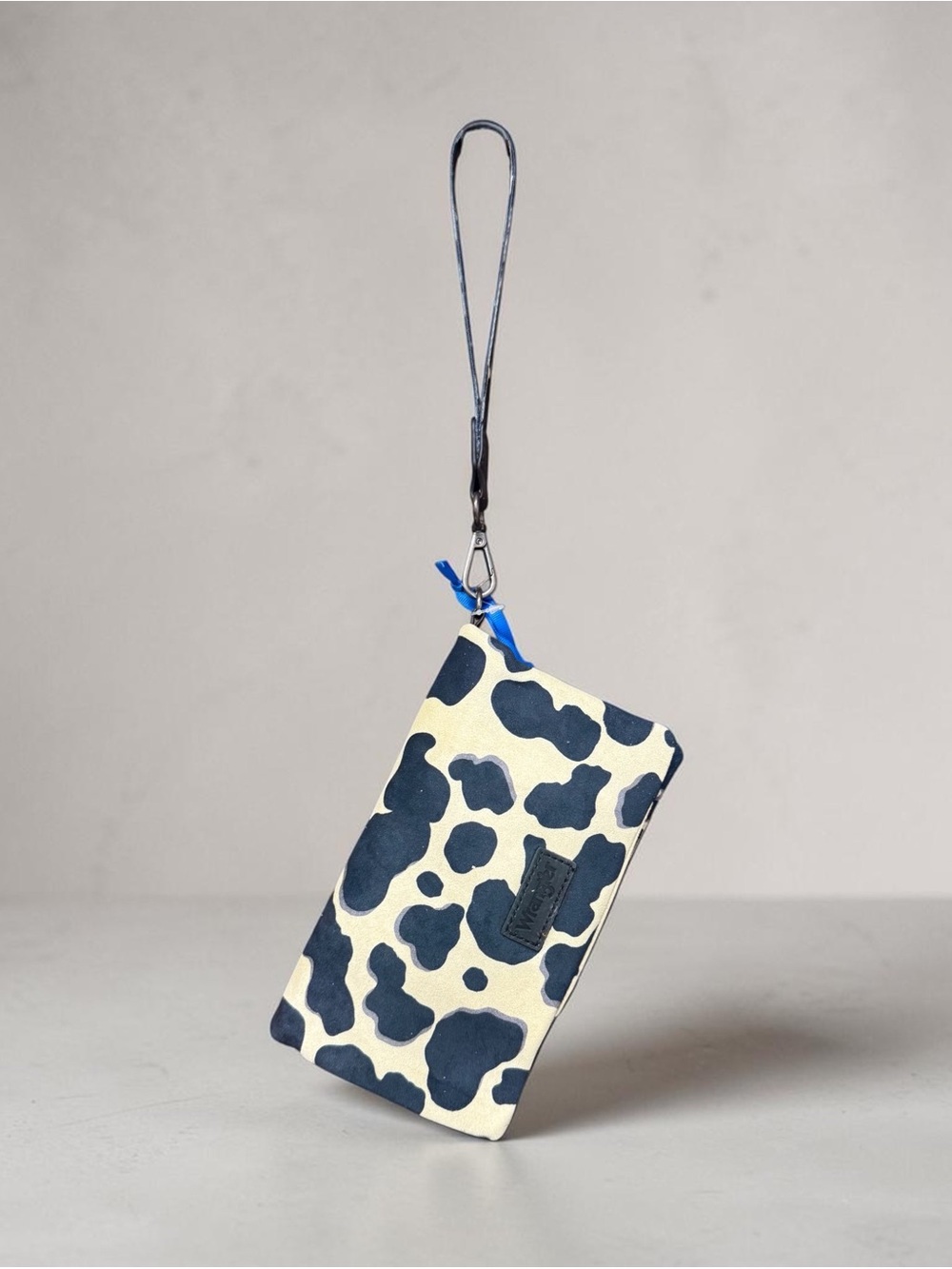 Wrangler Wristlet Wallet in Navy Cow Print